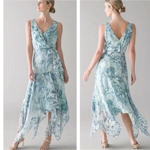 White House Black Market Silk Burnout Faux Wrap Dress 18